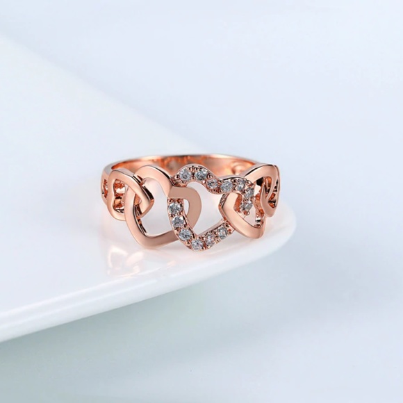 18K Rose Gold Eternity True Love Heart Ring - Picture 2 of 8